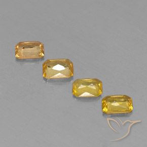 Pedras preciosas de safira amarelo natural de 1,93 ct, corte esmeralda, VS