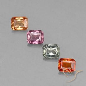 Pedras preciosas de safira multicolorido natural de 2,04 ct, corte esmeralda, VS