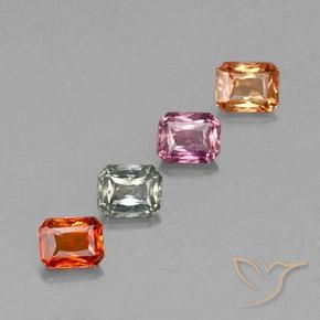 Pedras preciosas de safira multicolorido natural de 2,04 ct, corte esmeralda, VS