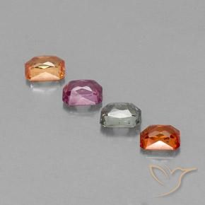 Pedras preciosas de safira multicolorido natural de 2,04 ct, corte esmeralda, VS
