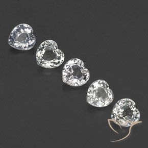 Pedras preciosas de Safira Branco azulado natural de 1.69 ct, Coração, VVS-VS