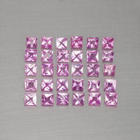 Pedras preciosas de safira rosa natural de 2,67 ct, quadrado, VVS-VS