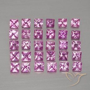 Pedras preciosas de safira rosa natural de 2,69 ct, quadrado, VVS-VS