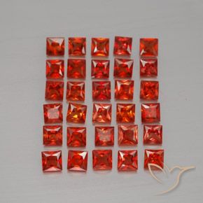 Pedras preciosas de safira laranja natural de 3,67 ct, quadrado, VVS-VS