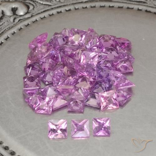 Pedras preciosas de Safira Roxo Uva Muito Claro natural de 4.38 ct, Quadrado, VVS-VS