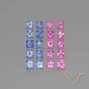 Pedras preciosas de safira multicolorido natural de 2,83 ct, quadrado, VVS-VS