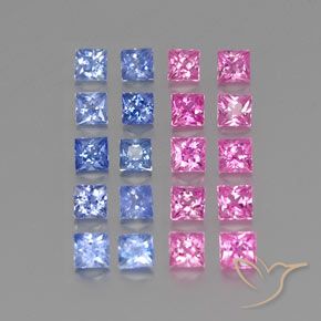 Pedras preciosas de safira multicolorido natural de 2,83 ct, quadrado, VVS-VS
