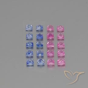 Pedras preciosas de safira multicolorido natural de 2,83 ct, quadrado, VVS-VS
