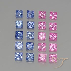Pedras preciosas de Safira Multicolorido natural de 3.35 ct, Quadrado, VVS-VS