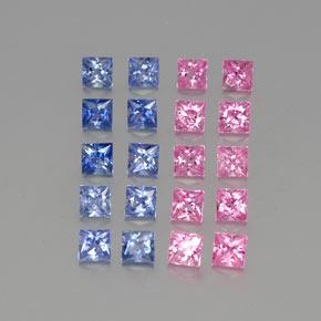 Pedras preciosas de safira multicolorido natural de 4,74 ct, quadrado, VVS-VS