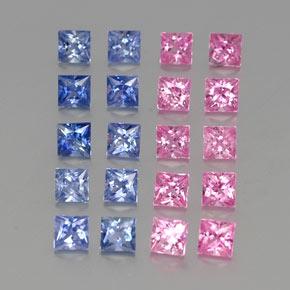 Pedras preciosas de safira multicolorido natural de 4,74 ct, quadrado, VVS-VS