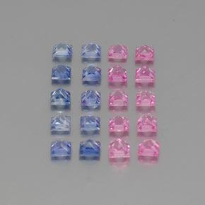 Pedras preciosas de safira multicolorido natural de 4,74 ct, quadrado, VVS-VS