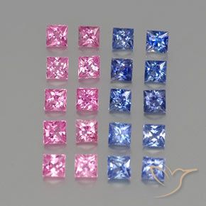 Pedras preciosas de Safira Multicolorido natural de 3.40 ct, Quadrado, VVS-VS