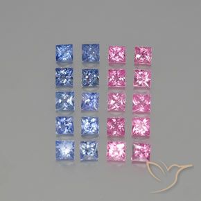 Pedras preciosas de Safira Multicolorido natural de 3.71 ct, Quadrado, VVS-VS