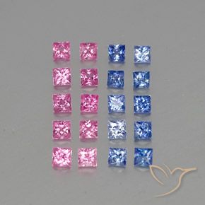 Pedras preciosas de safira multicolorido natural de 3,75 ct, quadrado, VVS-VS