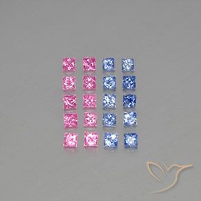 Pedras preciosas de safira multicolorido natural de 4,89 ct, quadrado, VVS-VS