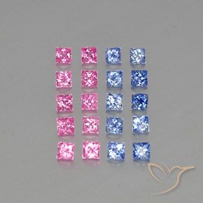 Pedras preciosas de safira multicolorido natural de 4,89 ct, quadrado, VVS-VS