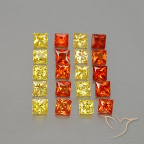 Pedras preciosas de safira multicolorido natural de 2,61 ct, quadrado, VVS-VS