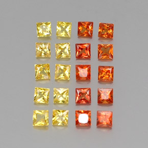 Pedras preciosas de safira multicolorido natural de 1,73 ct, quadrado, VVS-VS
