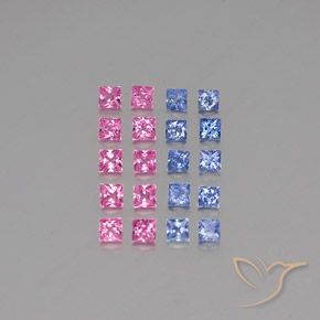 Pedras preciosas de safira multicolorido natural de 2,34 ct, quadrado, VVS-VS
