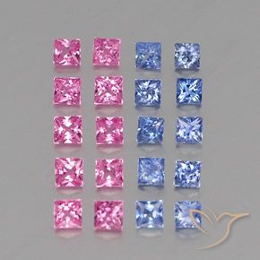 Pedras preciosas de safira multicolorido natural de 2,34 ct, quadrado, VVS-VS