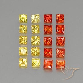 Pedras preciosas de safira multicolorido natural de 2,78 ct, quadrado, VVS-VS