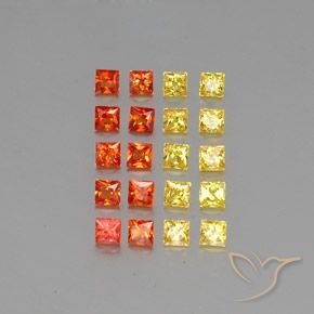 Pedras preciosas de safira multicolorido natural de 2,81 ct, quadrado, VVS-VS