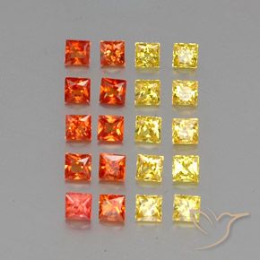 Pedras preciosas de safira multicolorido natural de 2,81 ct, quadrado, VVS-VS