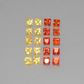 Pedras preciosas de safira multicolorido natural de 1,69 ct, quadrado, VVS-VS