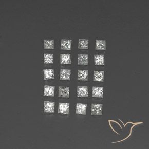 Pedras preciosas de safira branco natural de 1,66 ct, quadrado, VVS-VS