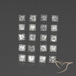 Pedras preciosas de safira branco natural de 1,66 ct, quadrado, VVS-VS