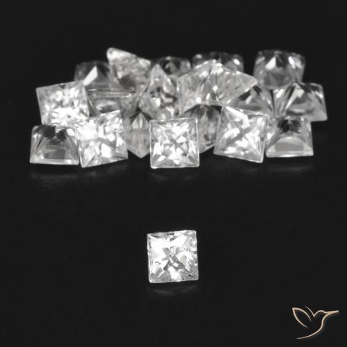 Pedras preciosas de Safira Branco claro natural de 1.95 ct, Quadrado, VVS-VS