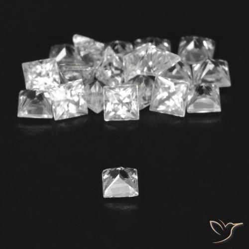 Pedras preciosas de Safira Branco claro natural de 1.95 ct, Quadrado, VVS-VS