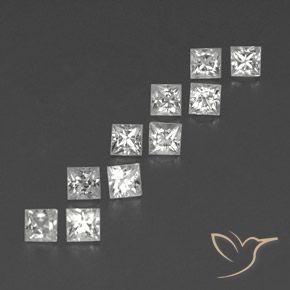 Pedras preciosas de Safira Branco claro natural de 1.40 ct, Quadrado, VVS-VS