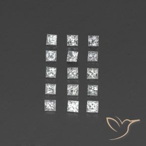 Pedras preciosas de safira branco natural de 1,54 ct, quadrado, VVS-VS