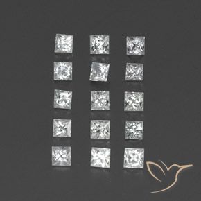 Pedras preciosas de safira branco natural de 1,54 ct, quadrado, VVS-VS