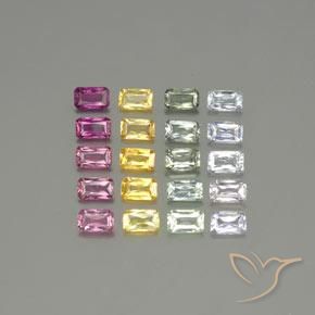 Pedras preciosas de Safira Multicolorido natural de 6.57 ct, Corte Octógono / Esmeralda, VS-SI