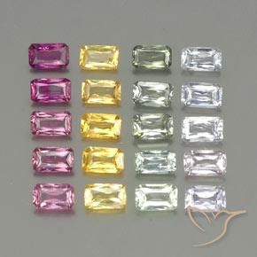 Pedras preciosas de Safira Multicolorido natural de 6.57 ct, Corte Octógono / Esmeralda, VS-SI