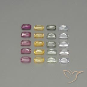 Pedras preciosas de Safira Multicolorido natural de 6.57 ct, Corte Octógono / Esmeralda, VS-SI