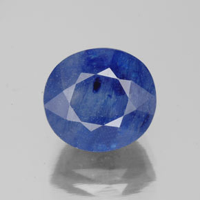 Safira azul natural 5,46ct, corte oval, SI