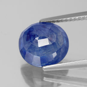 Safira azul natural 5,46ct, corte oval, SI
