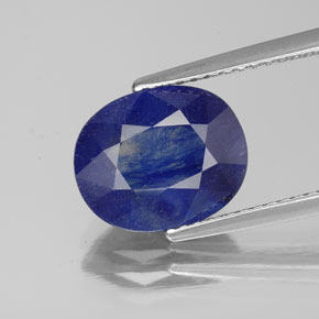 Safira azul natural 4,40ct, corte oval, SI