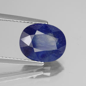 Safira azul natural 4,40ct, corte oval, SI