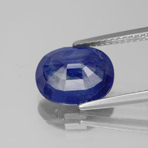 Safira azul natural 4,40ct, corte oval, SI