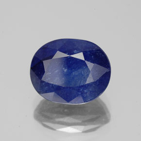 Safira azul natural 4,46ct, corte oval, SI