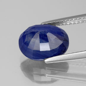 Safira azul natural 4,46ct, corte oval, SI