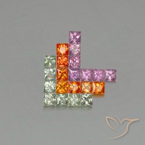 Pedras preciosas de Safira Multicolorido natural de 3.25 ct, Quadrado, VVS-VS