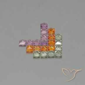 Pedras preciosas de Safira Multicolorido natural de 3.25 ct, Quadrado, VVS-VS