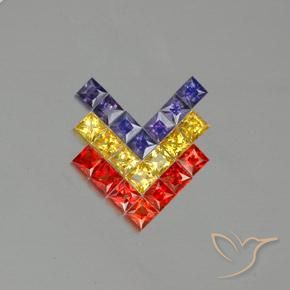 3.08ctw Natural Multicolorido Safira, Quadrado, VVS-VS