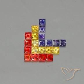 Pedras preciosas de Safira Multicolorido natural de 3.08 ct, Quadrado, VVS-VS